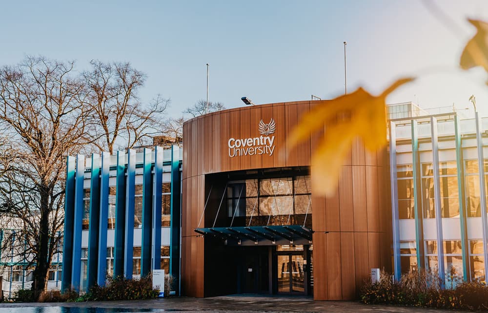 Coventry University - Modern university building with curved wooden facade